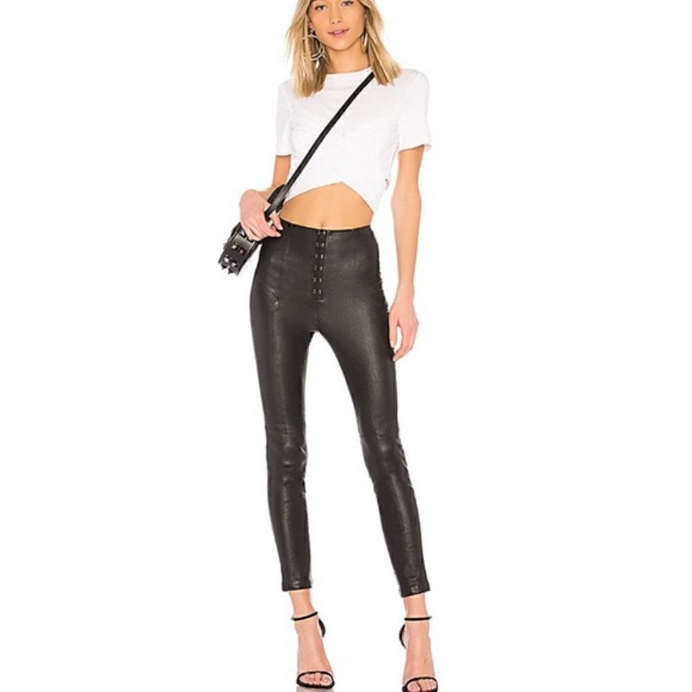 LPA leather high rise black leggings 636